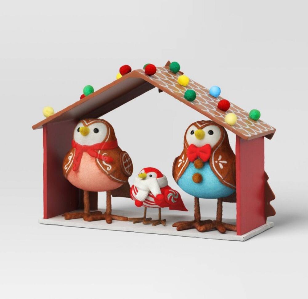 Target Wondershop Featherly Friends 4pc Fabric Bird Gingerbread House Set NEW